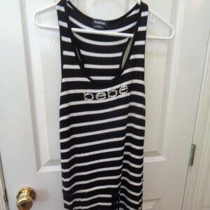 Bebe Black White Striped Stretch Tank Top Dress Medium